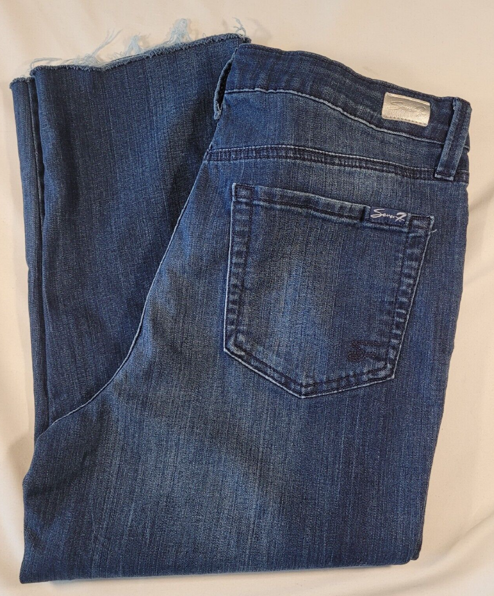 Seven7 Weekend Easy Fit Boyfriend Jeans Women's Size 10 Distress Raw Hem/Roll Up